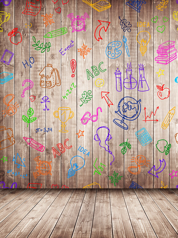 Ritorno A Scuola Crayon Doodle Sfondo In Legno M5-86