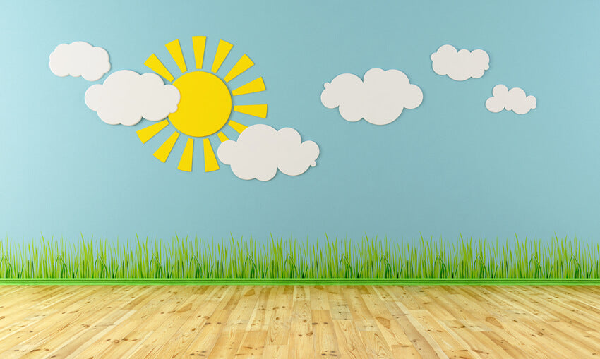 Cartoon Prairie Sun Clouds School Sfondo M5-97