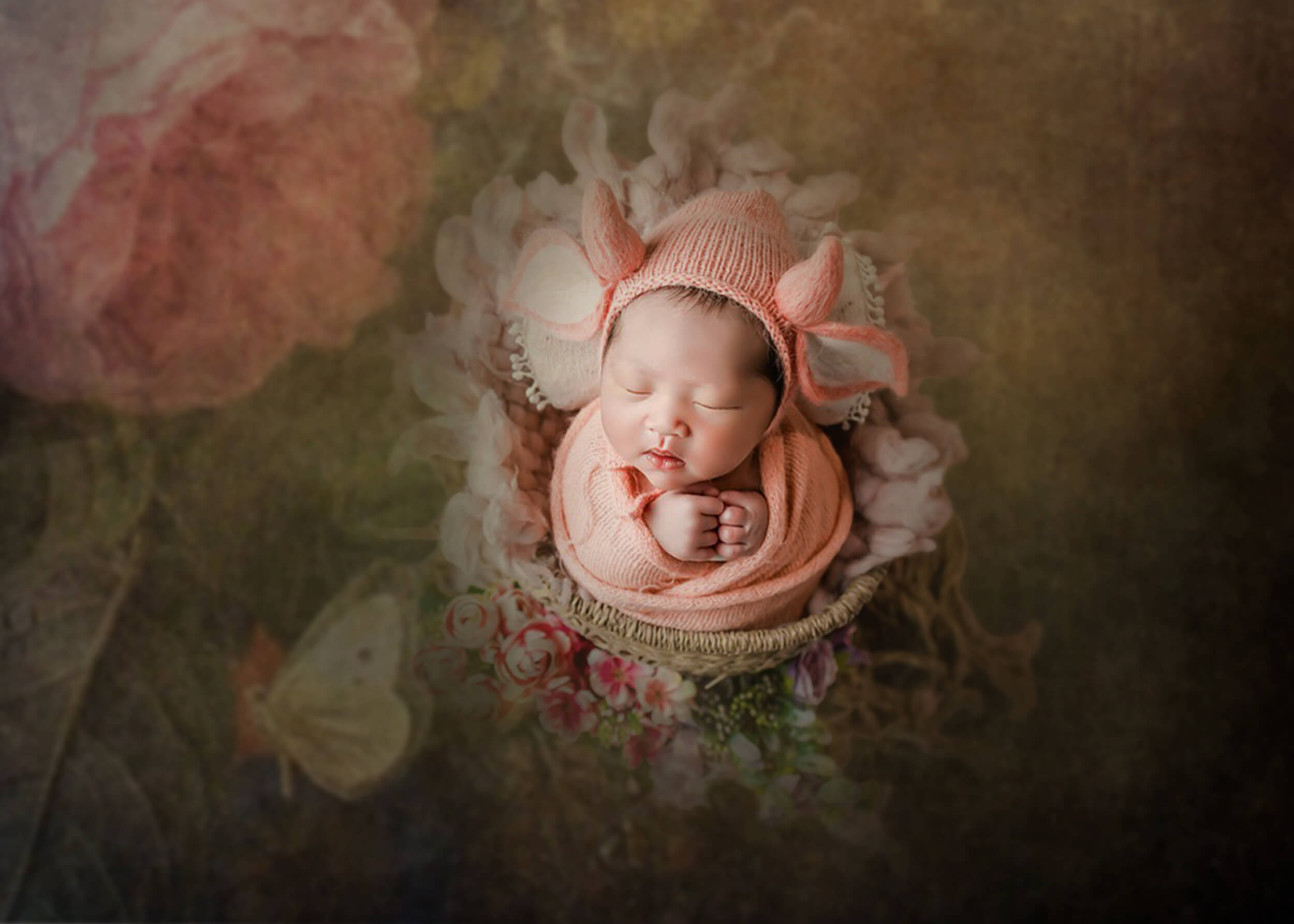 Sfondo Di Cabina Fotografica Retro Con Fiori Astratti M6-109