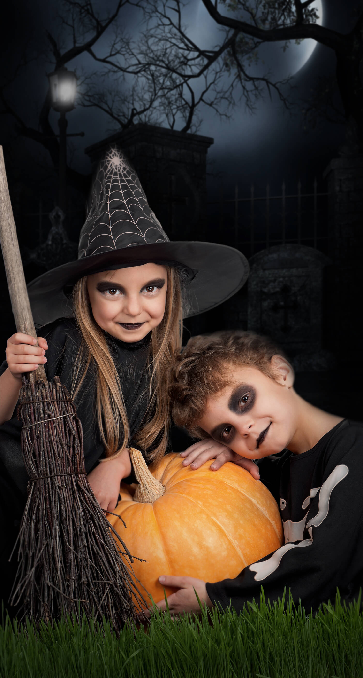 Sfondo Della Tomba Dell'Orrore Della Notte Della Luna Di Halloween M6-136