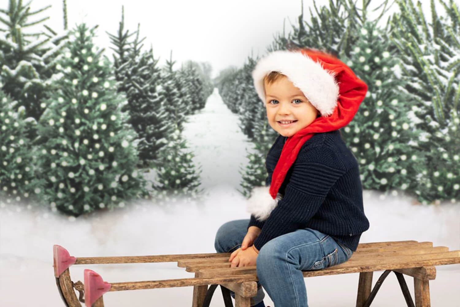 Sfondo Di Neve Invernale Della Fattoria Degli Alberi Di Natale M6-147