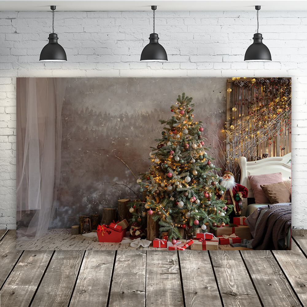 Scatole Regalo Per Albero Di Natale Sfondo Di Babbo Natale M6-39