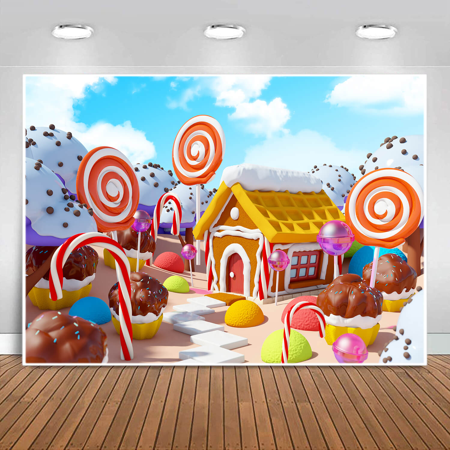 Sfondo Natalizio Candy Land Gingerbread House M7-10