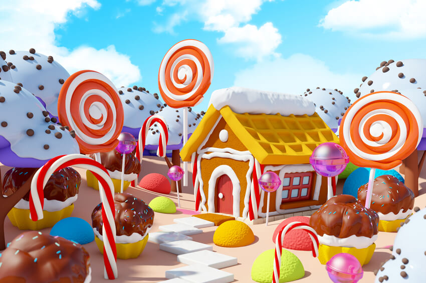 Sfondo Natalizio Candy Land Gingerbread House M7-10