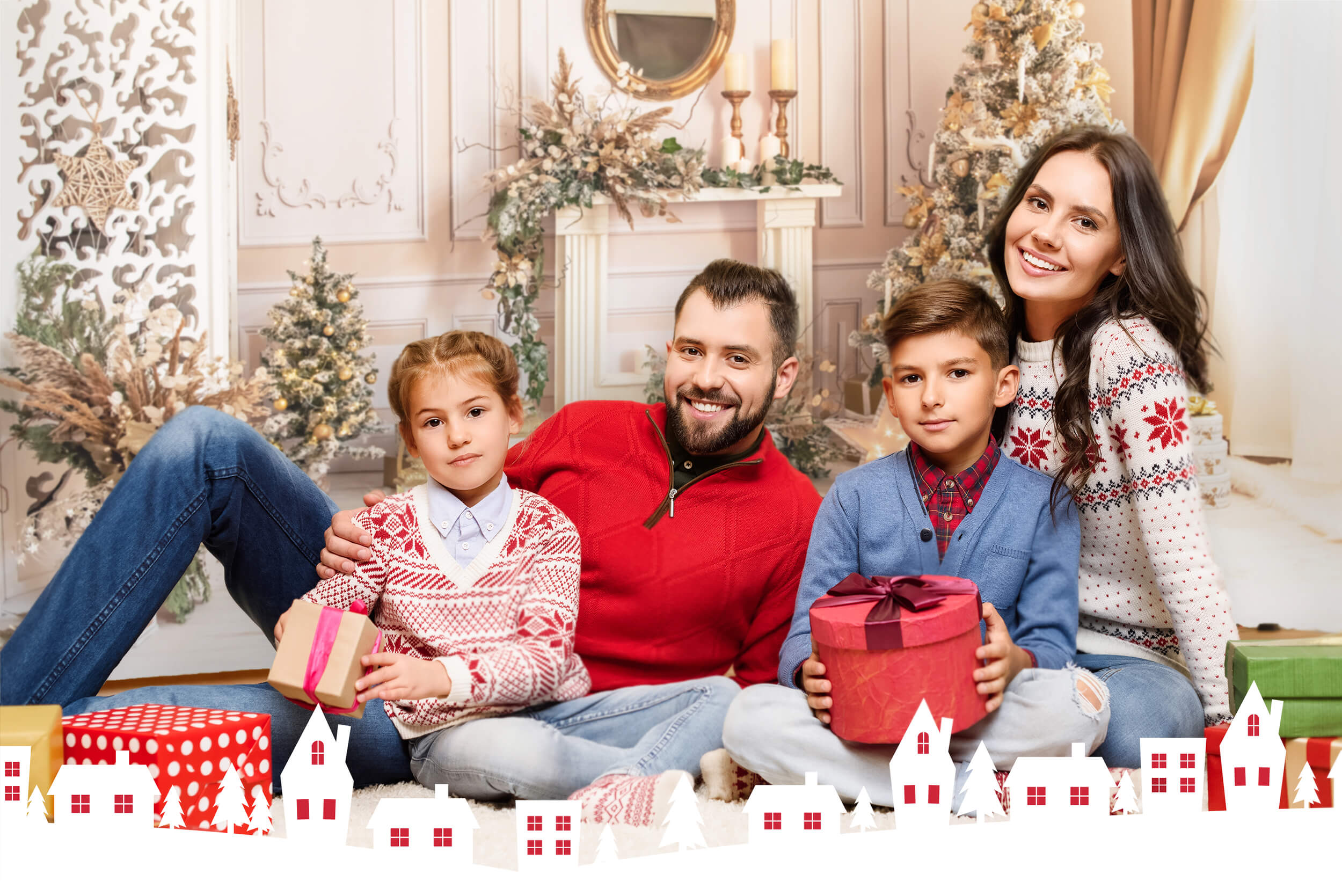 Sfondo Decorativo Per La Stanza Dell'Albero Di Natale M7-11