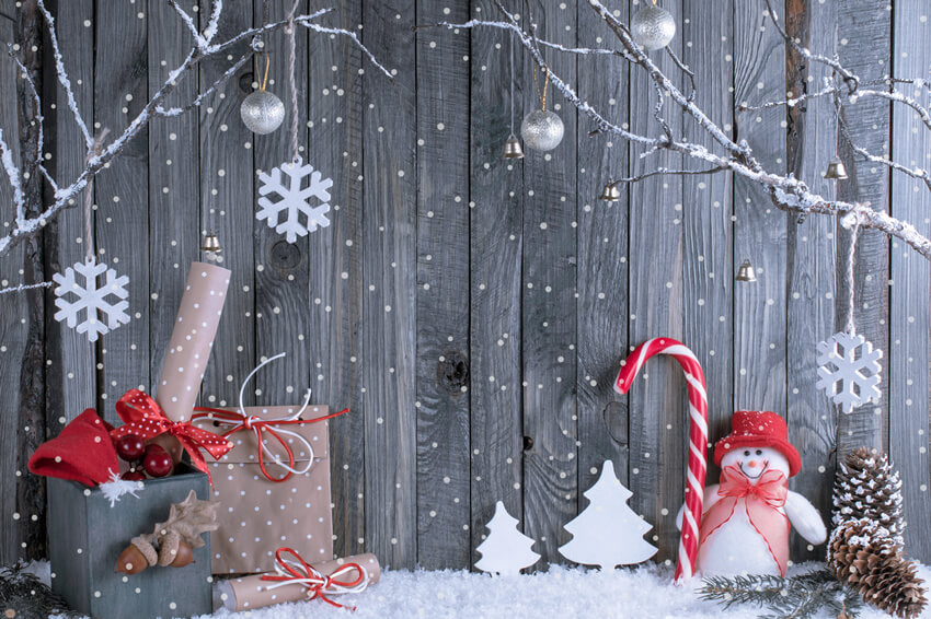 Regali Di Natale Inverno Pupazzo Di Neve Sfondo In Legno M7-33