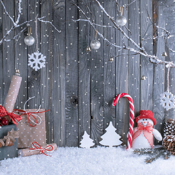 Regali Di Natale Inverno Pupazzo Di Neve Sfondo In Legno M7-33