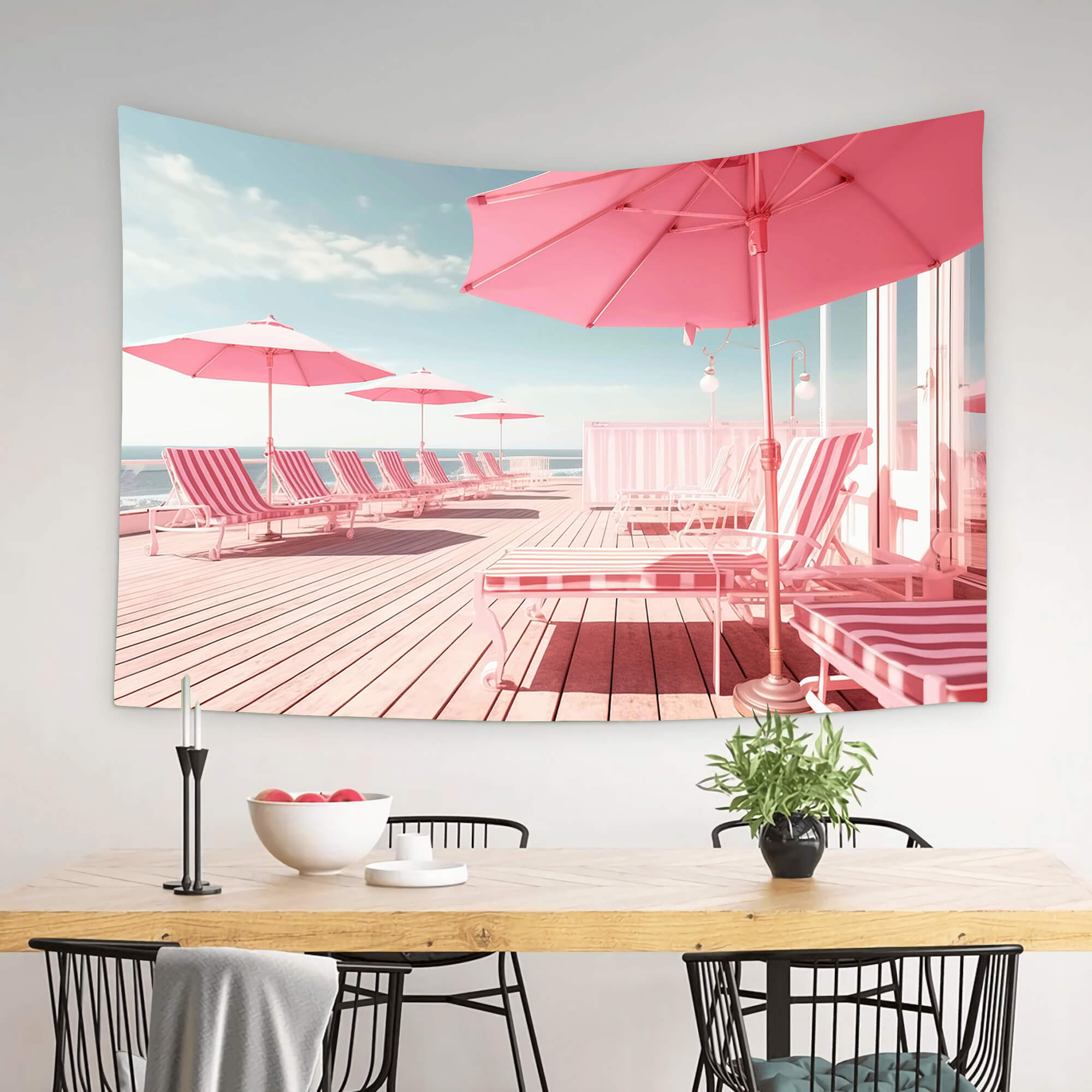 Sfondo Rosa Per Bambole Alla Moda Con Ombrellone Da Spiaggia M7-97