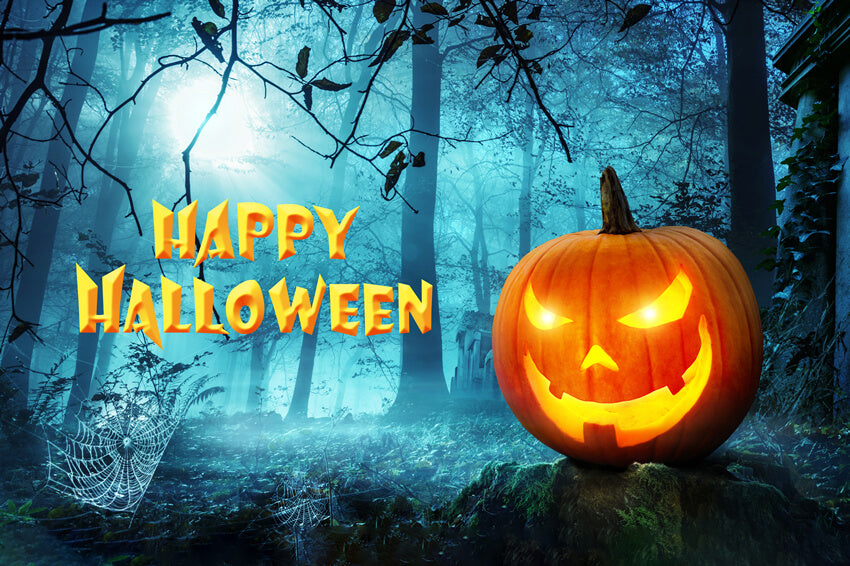 Zucca Di Halloween Con Sfondo Diabolico M8-13