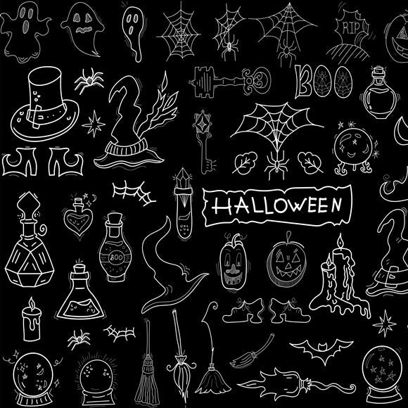 Sfondo Lavagna Disegnata A Mano Di Halloween Doodle M8-16