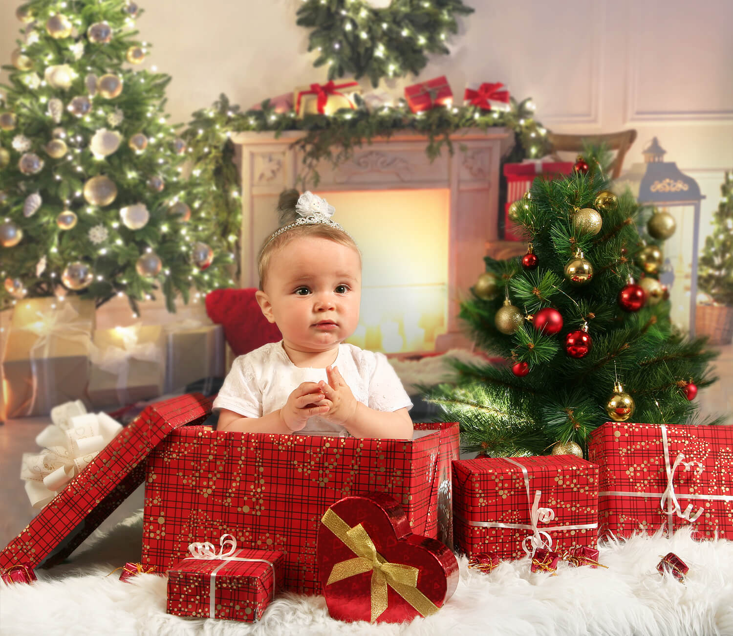 Bellissimo Caminetto In Abete Decorazione Natalizia Sfondo M8-20