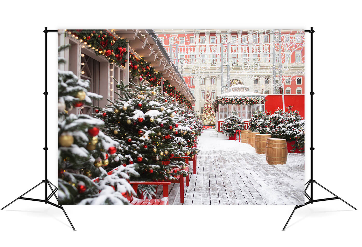 Sfondo Di Strada Innevata Di Natale Capodanno M8-24
