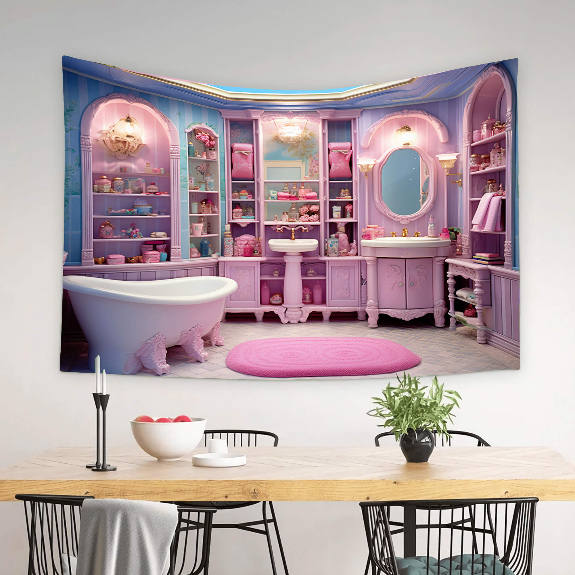 Sfondo Della Casa Delle Bambole Del Bagno Rosa Della Bambola Fantasy M8-38