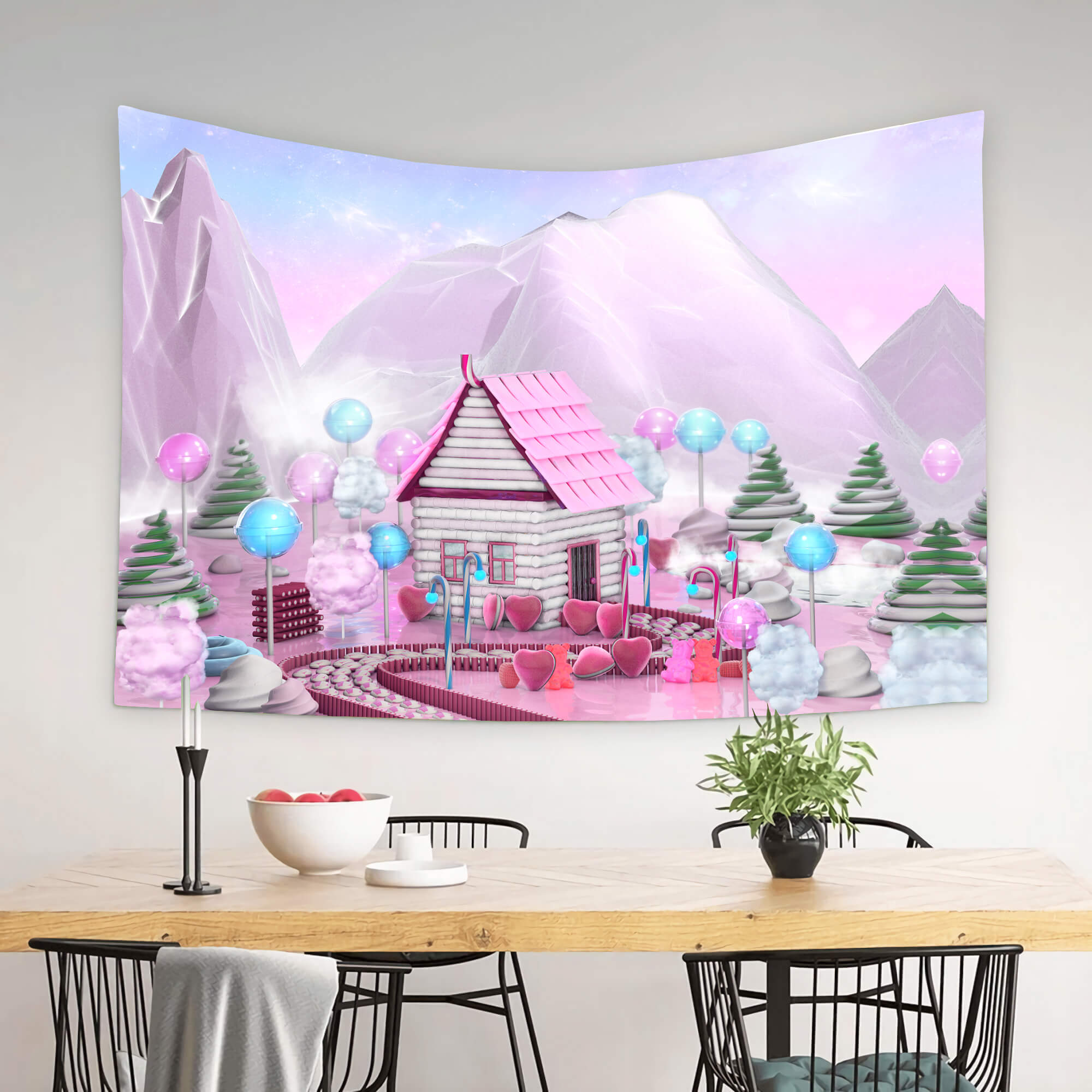 Sfondo Di Montagna Rosa Cartoon Candy House M8-43