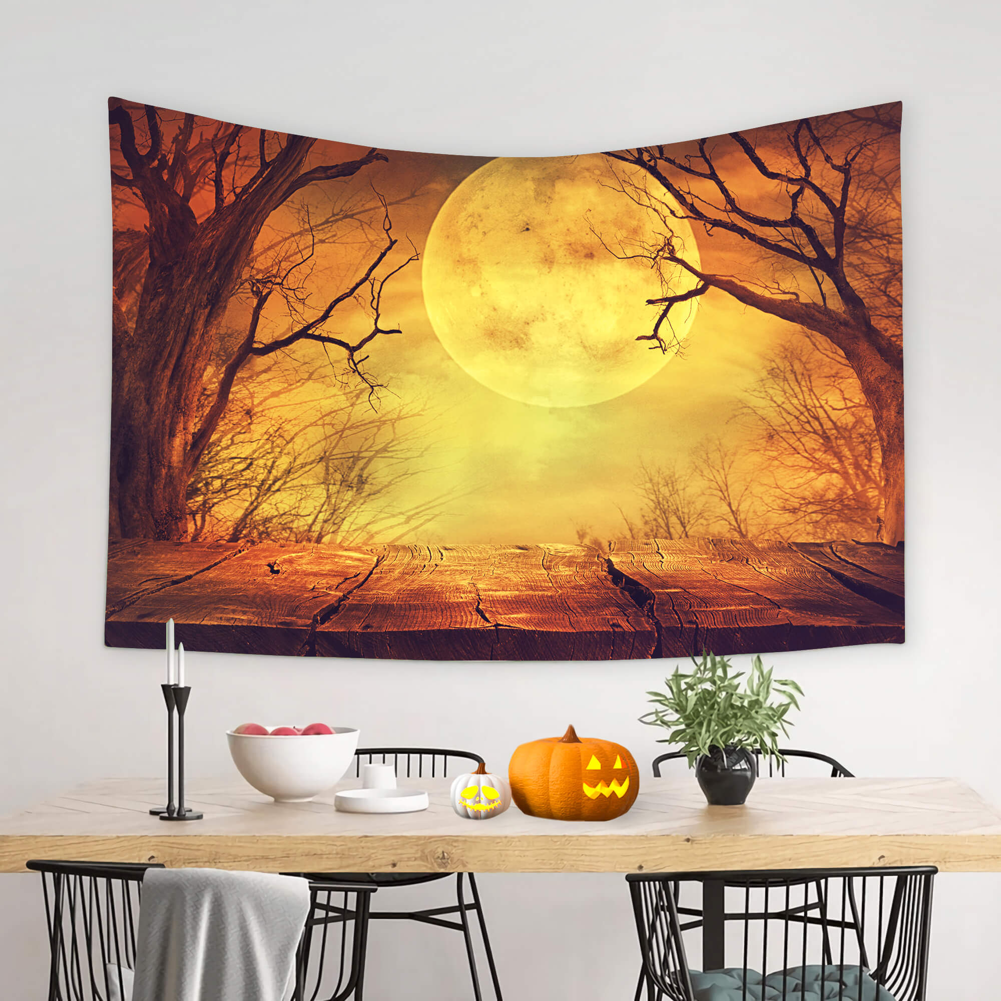 Sfondo Di Paesaggi Spaventosi Di Halloween Brown Moon M8-47
