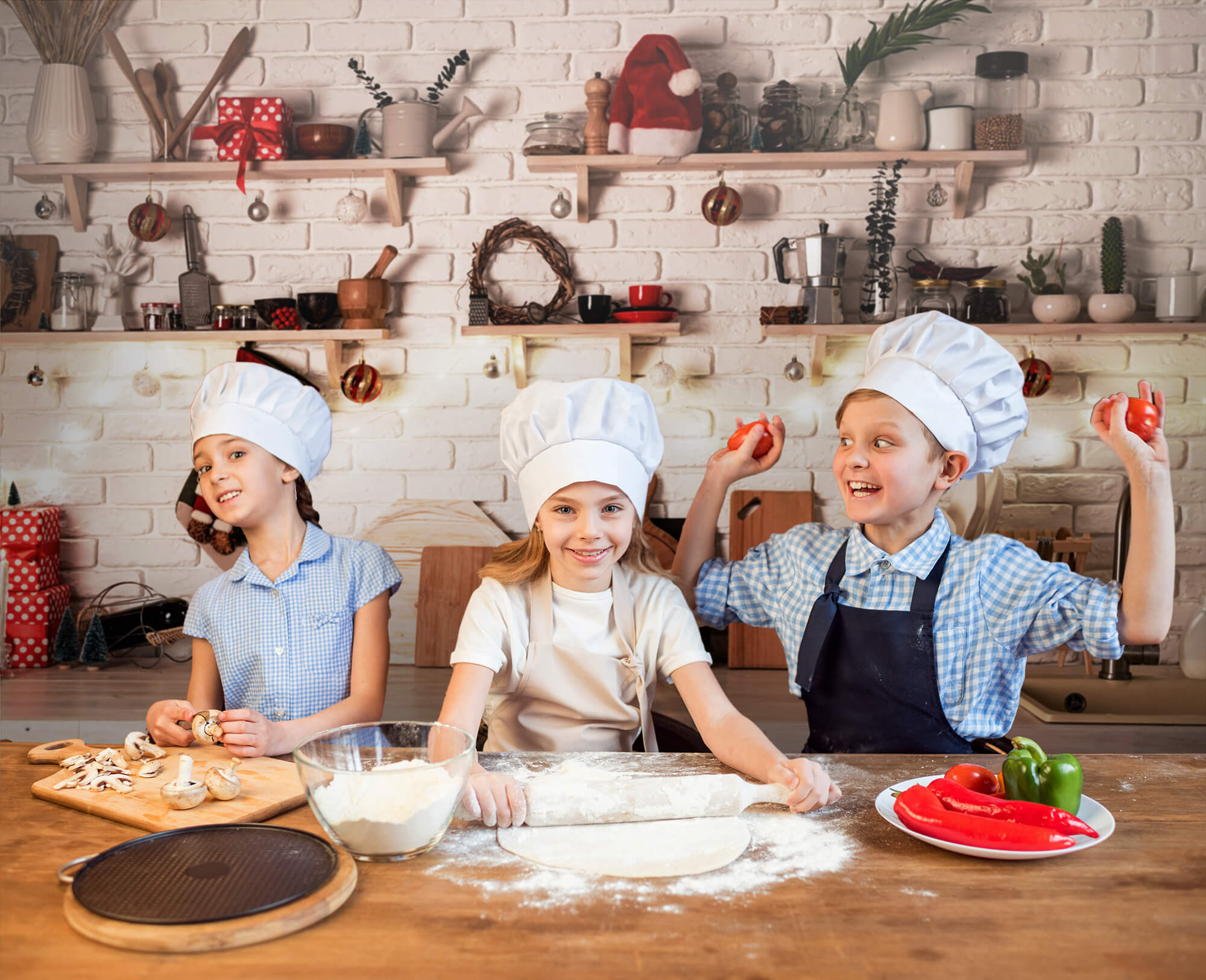 Sfondo Fotografico In Studio Di Cucina Natalizia M8-62