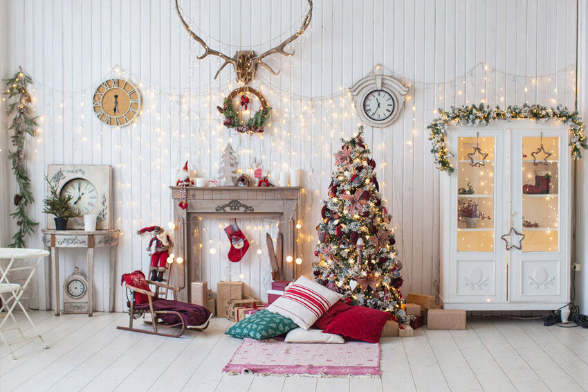 Sfondo Del Soggiorno Decorato Con Decorazioni Natalizie M8-70