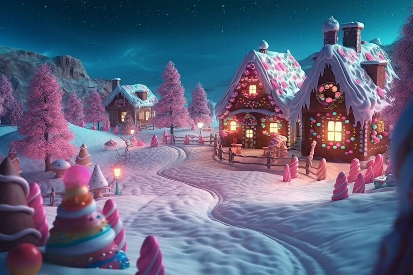 Sfondo Di Natale Invernale Con Casa Di Pan Di Zenzero M8-72