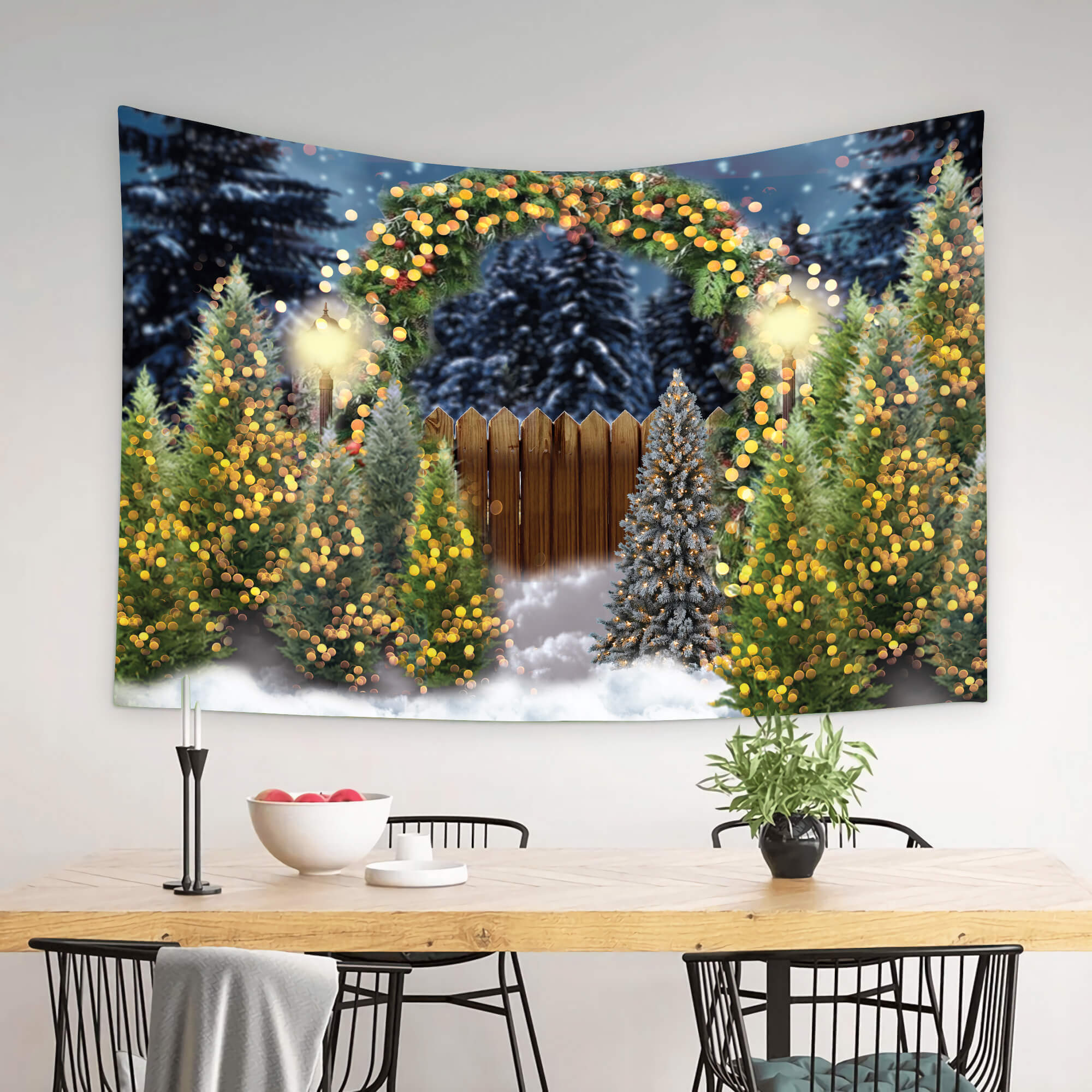 Sfondo Fotografico Scintillante Con Arco Di Albero Di Natale M8-75