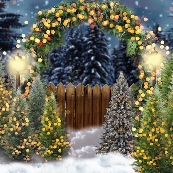 Sfondo Fotografico Scintillante Con Arco Di Albero Di Natale M8-75
