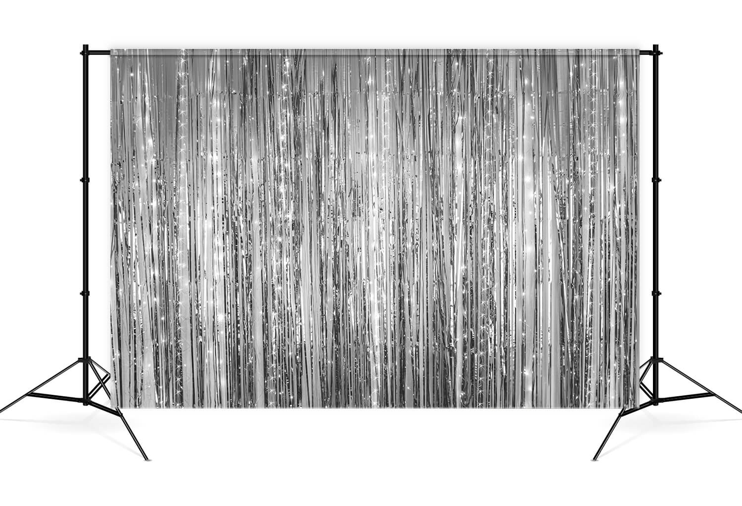 Sfondo Di Decorazione Natalizia Con Nappa Argento Glitterata M8-76