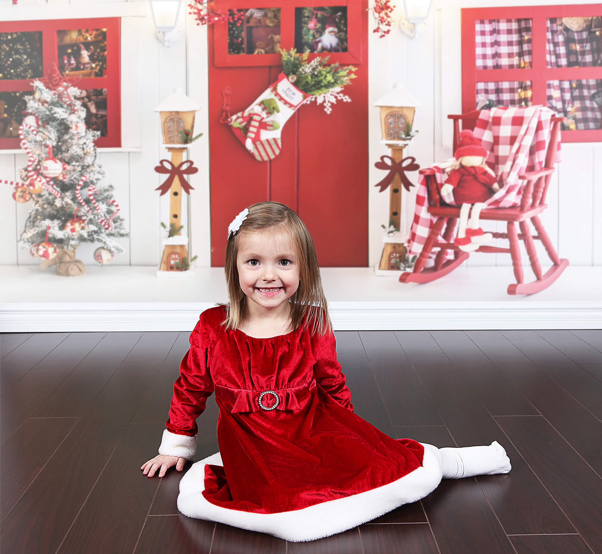 Sfondo Con Porta Decorata Di Natale Per Fotografia M9-07
