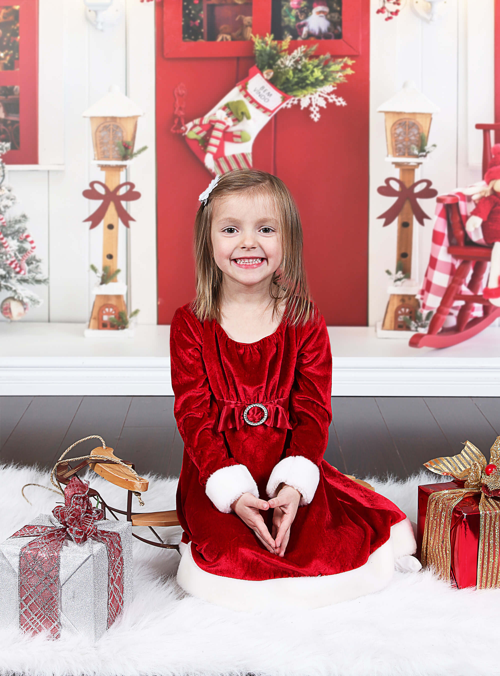Sfondo Con Porta Decorata Di Natale Per Fotografia M9-07