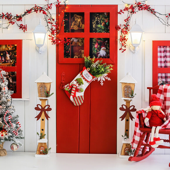 Sfondo Con Porta Decorata Di Natale Per Fotografia M9-07