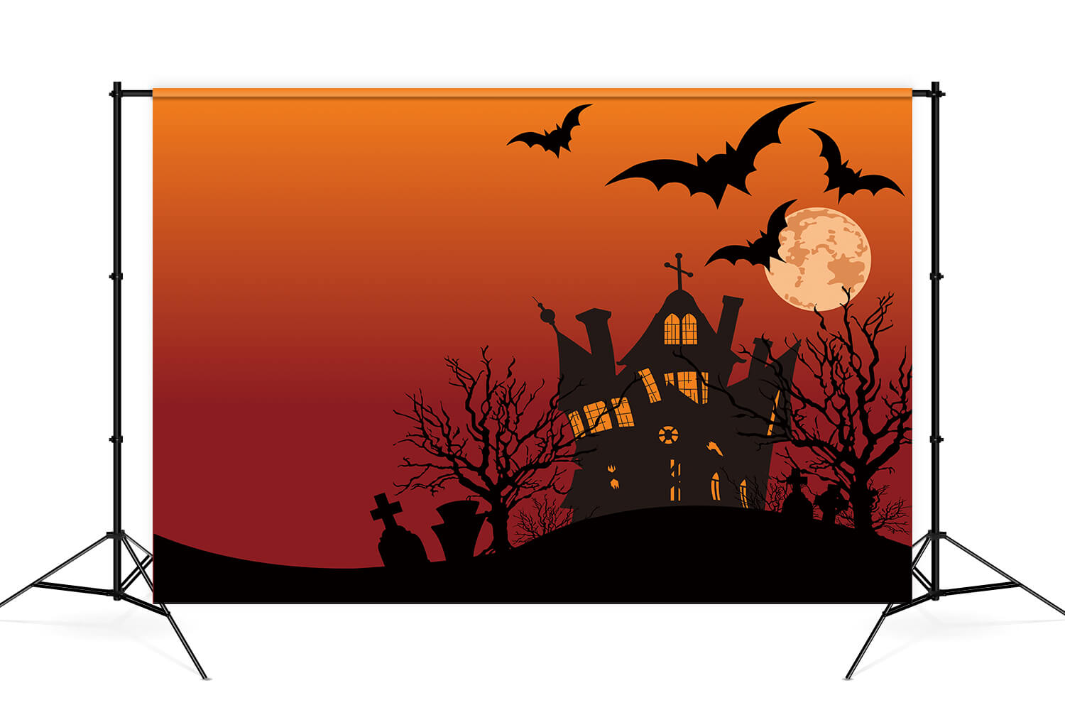 Sfondo Del Pipistrello Lunare Della Casa Spettrale Di Halloween M9-44