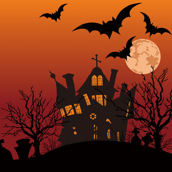 Sfondo Del Pipistrello Lunare Della Casa Spettrale Di Halloween M9-44