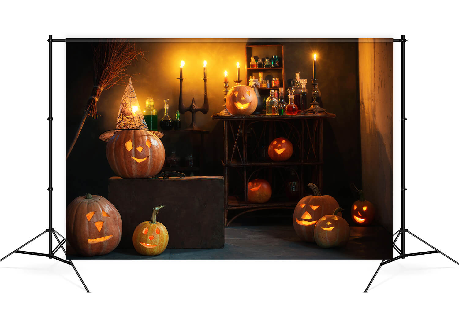 Sfondo Di Candele Di Zucche Della Stanza Della Strega Di Halloween M9-47