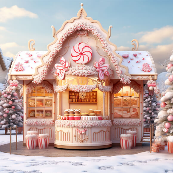 Sfondo Dell'Albero Di Natale Di Candy World House M9-63