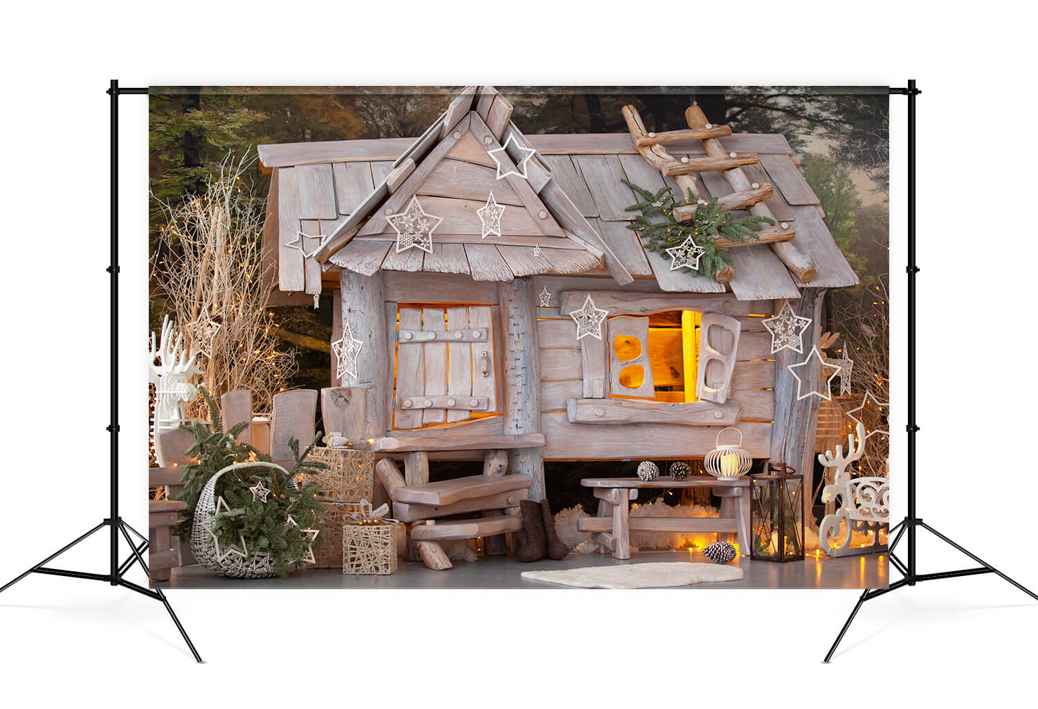 Sfondo Di Luci Natalizie Per La Casa In Legno Vintage M9-70