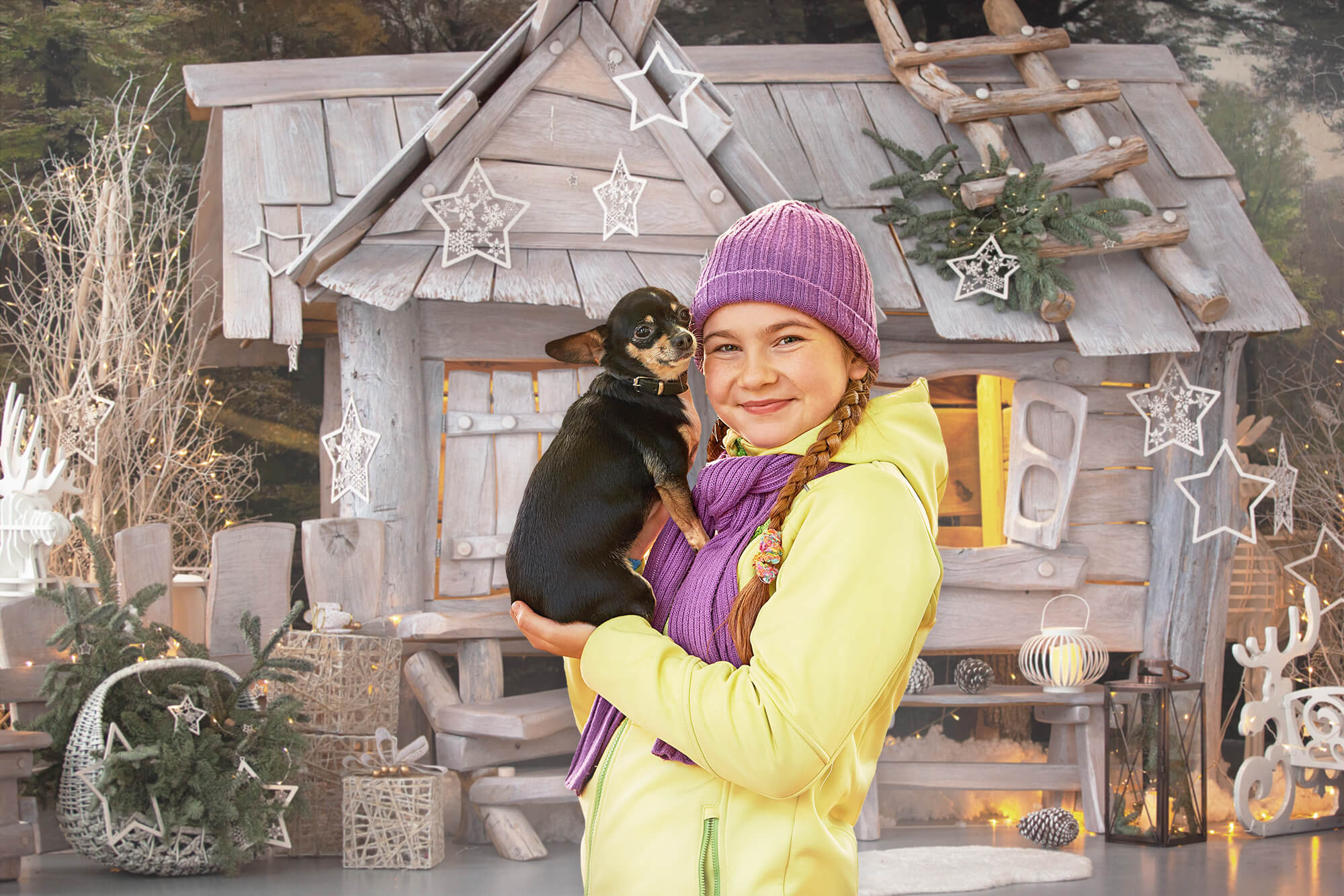 Sfondo Di Luci Natalizie Per La Casa In Legno Vintage M9-70