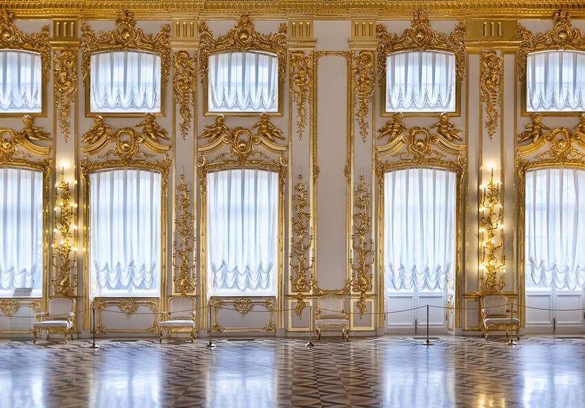 Sfondo Fotografico Per Il Lussuoso Palazzo Interno Del Castello D'Oro MR-2174