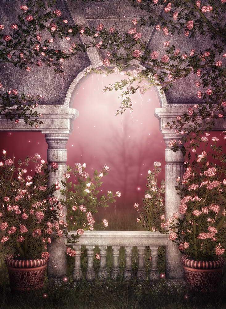 Flower Arch Green Vine Fantasy Photography Backdrop MR-2236