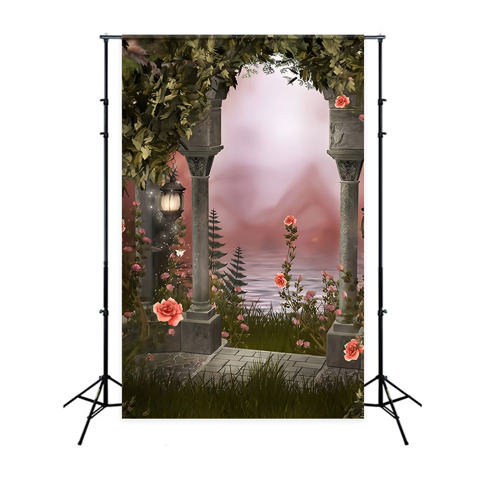 Contesto Del Giardino Del Lampione Del Fiore Romantico D'Annata Europeo RR3-03