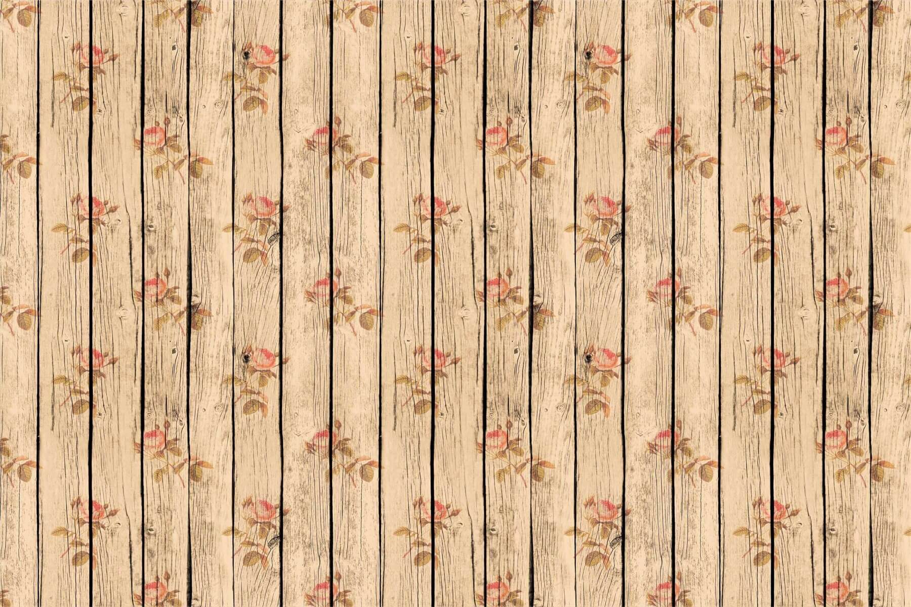 Tappetino In Gomma Di Legno Giallo Vecchio Con Motivo Floreale Rosso Vintage Per Fotografia RM12-59