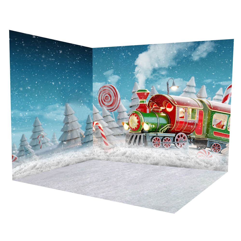 Set Per Camera Con Sfondo Innevato Invernale Per Christmas Candy House