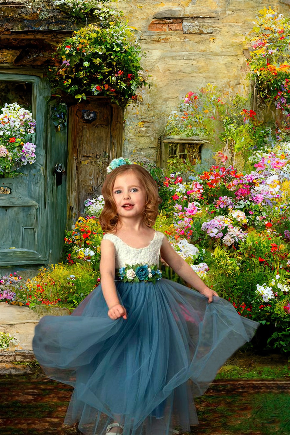 Pittura A Olio Primaverile Romantico Antico Cottage Floreale Sullo Sfondo RR3-07