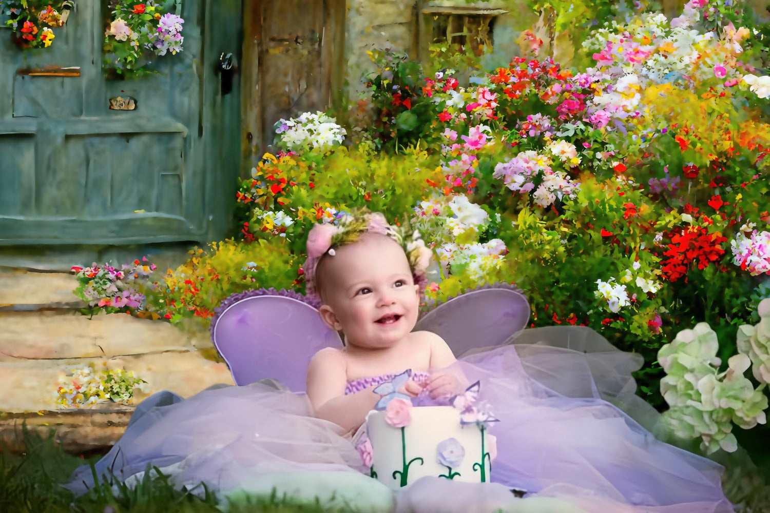 Pittura A Olio Primaverile Romantico Antico Cottage Floreale Sullo Sfondo RR3-07