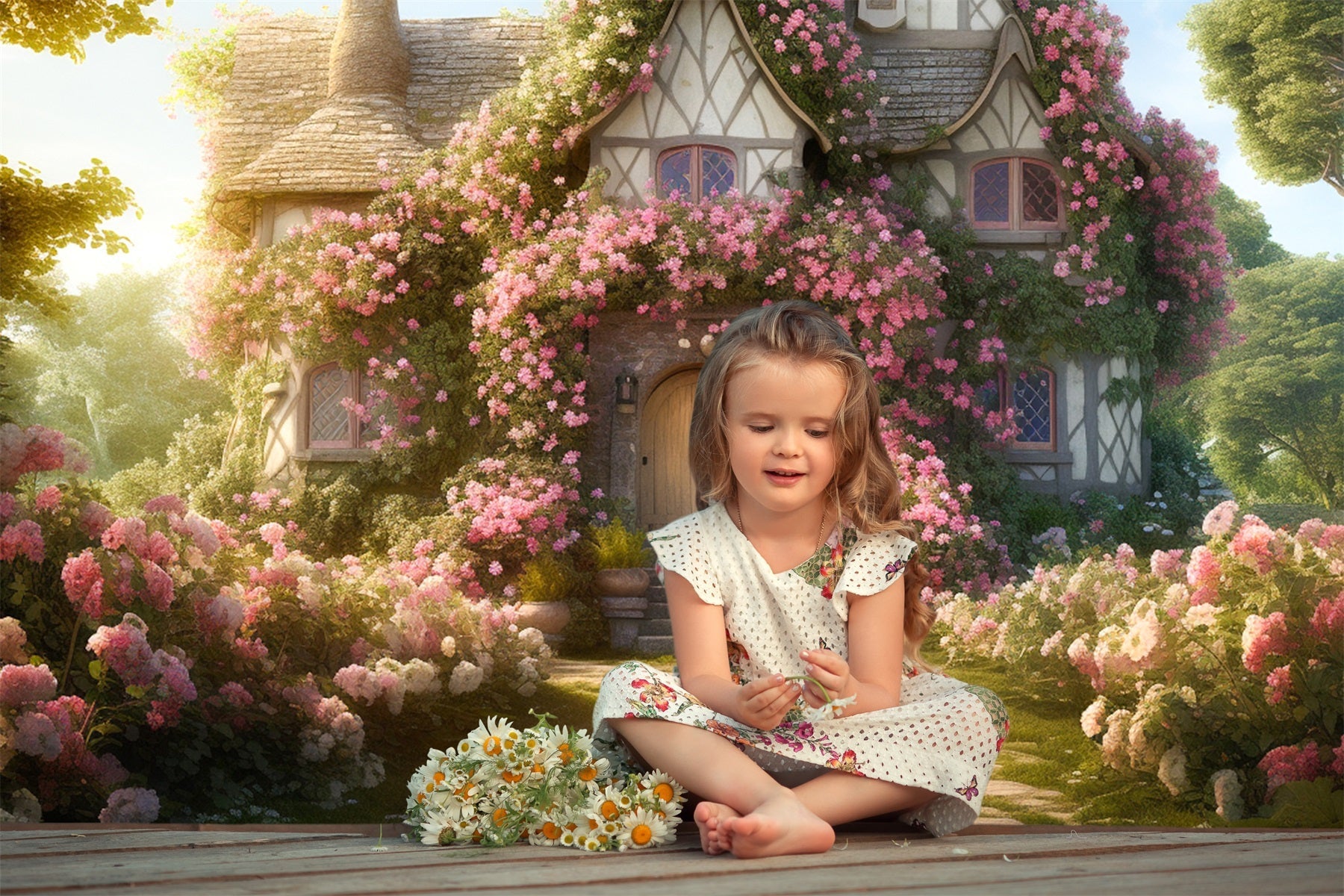 Boccioli Di Rosa Primaverili Che Strisciano Sullo Sfondo Della Casa Romantica RR3-16