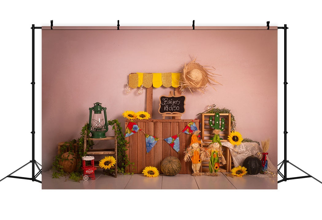 Sfondo Per Stand Di Vendita Di Girasole Da Parete In Polvere Estiva RR3-26