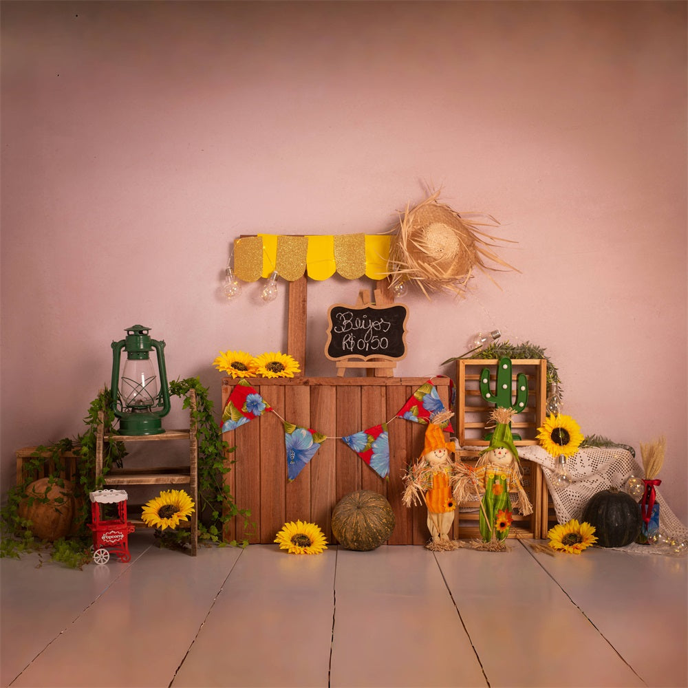 Sfondo Per Stand Di Vendita Di Girasole Da Parete In Polvere Estiva RR3-26