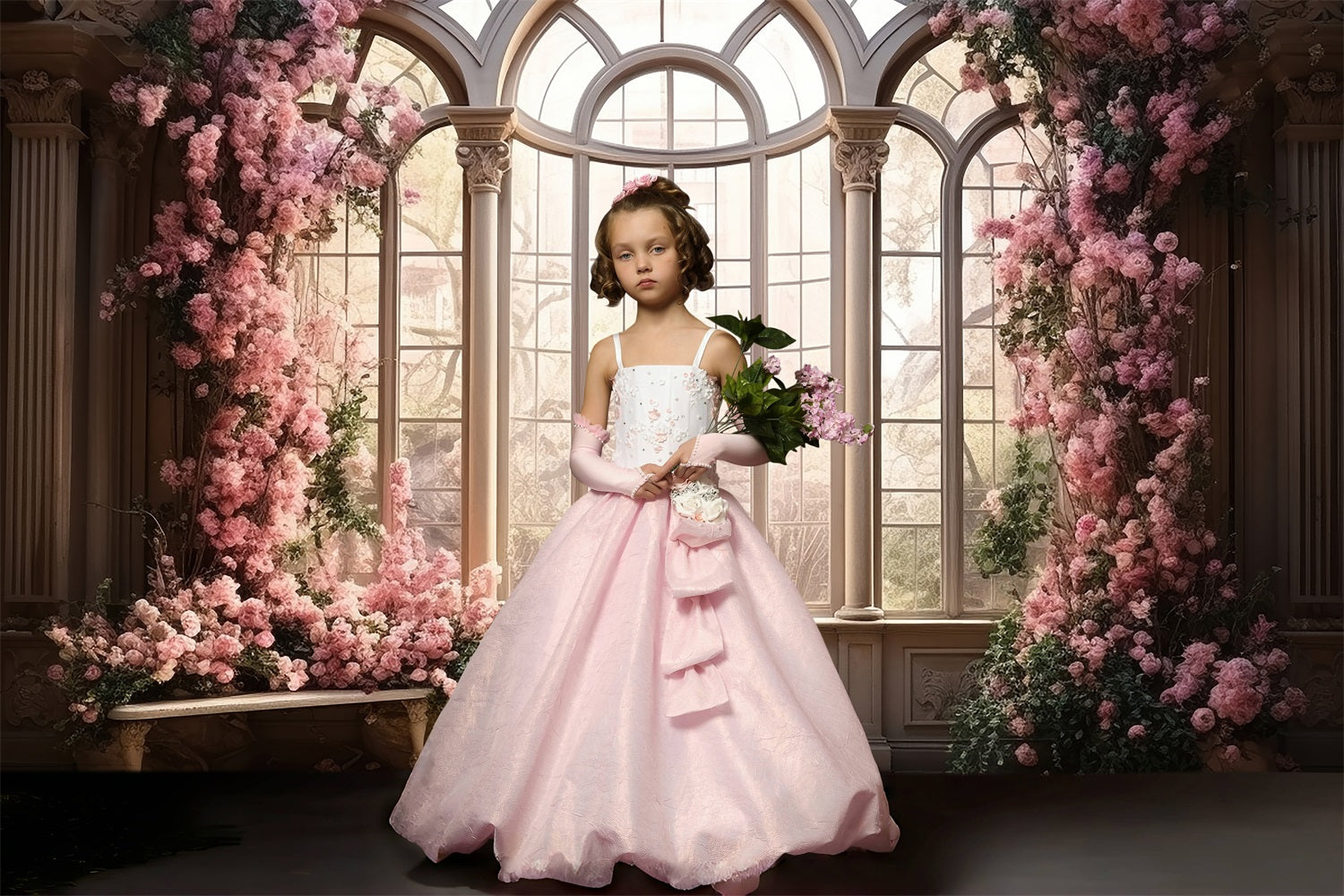 Dbackdrop Fiori Rosa Sfondo Vintage Per Pavimento Finestra Scena Accogliente RR3-33