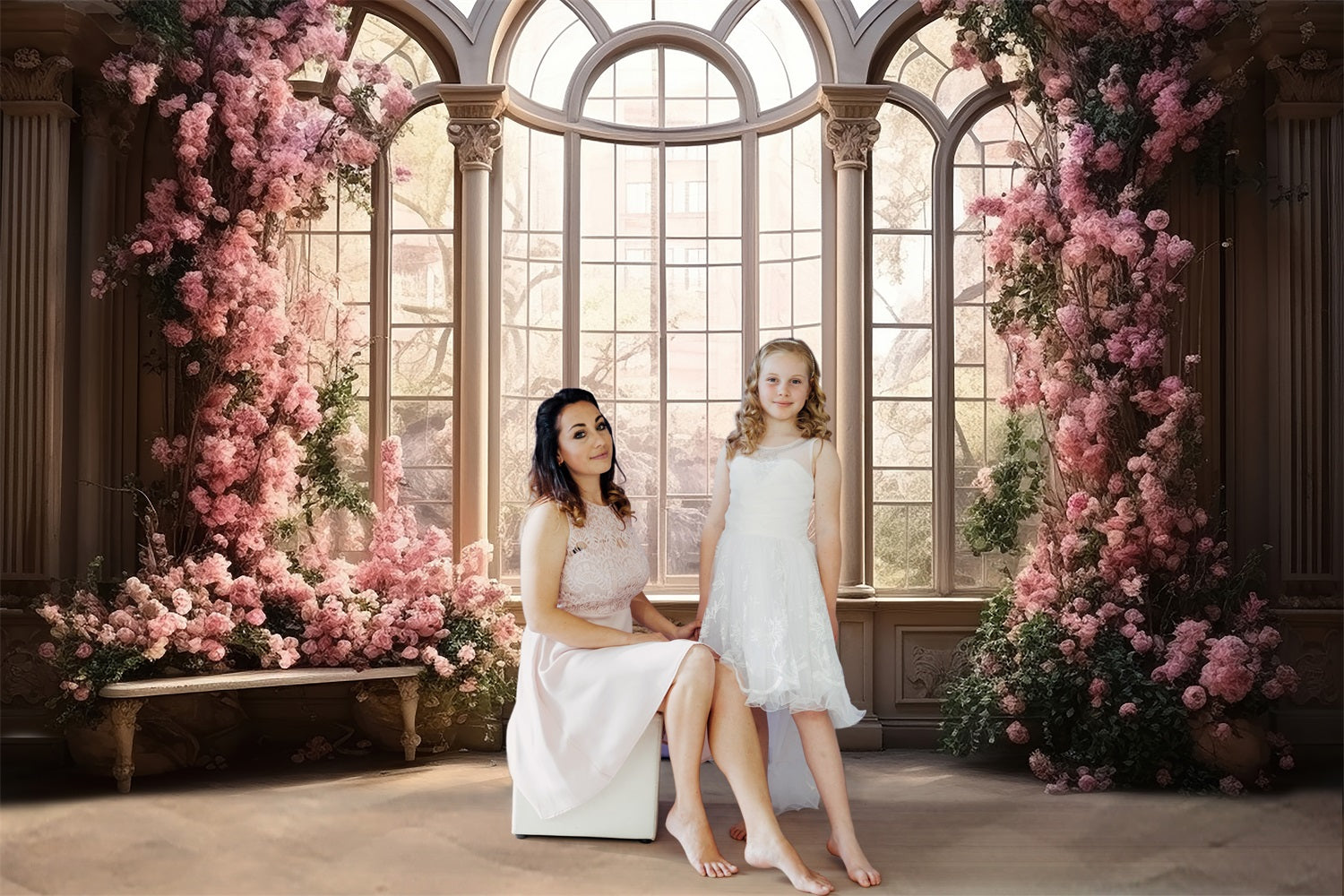 Dbackdrop Fiori Rosa Sfondo Vintage Per Pavimento Finestra Scena Accogliente RR3-33