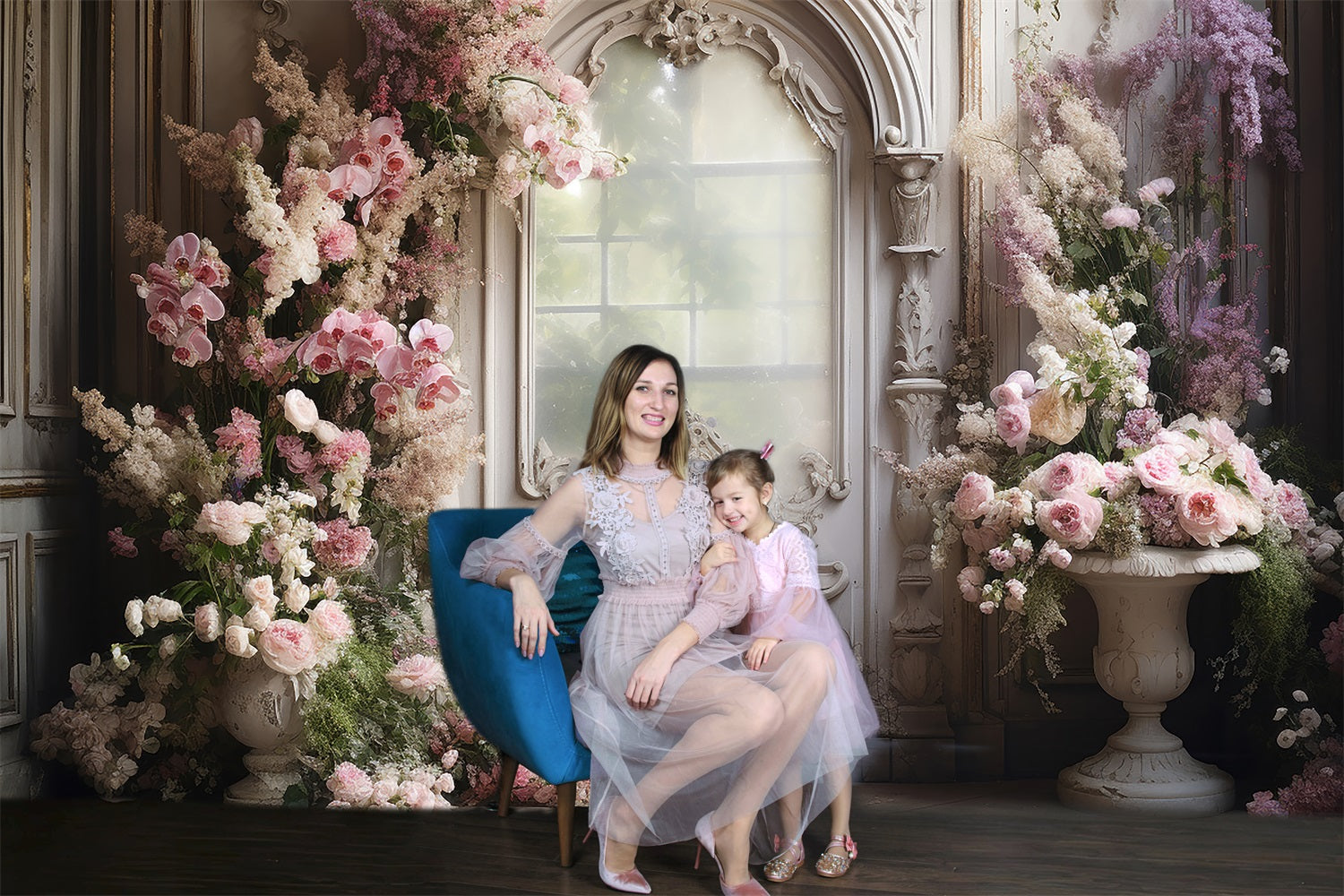 Dbackdrop Pink Butterfly Orchid Eustoma Sfondo Porta Vintage RR3-34