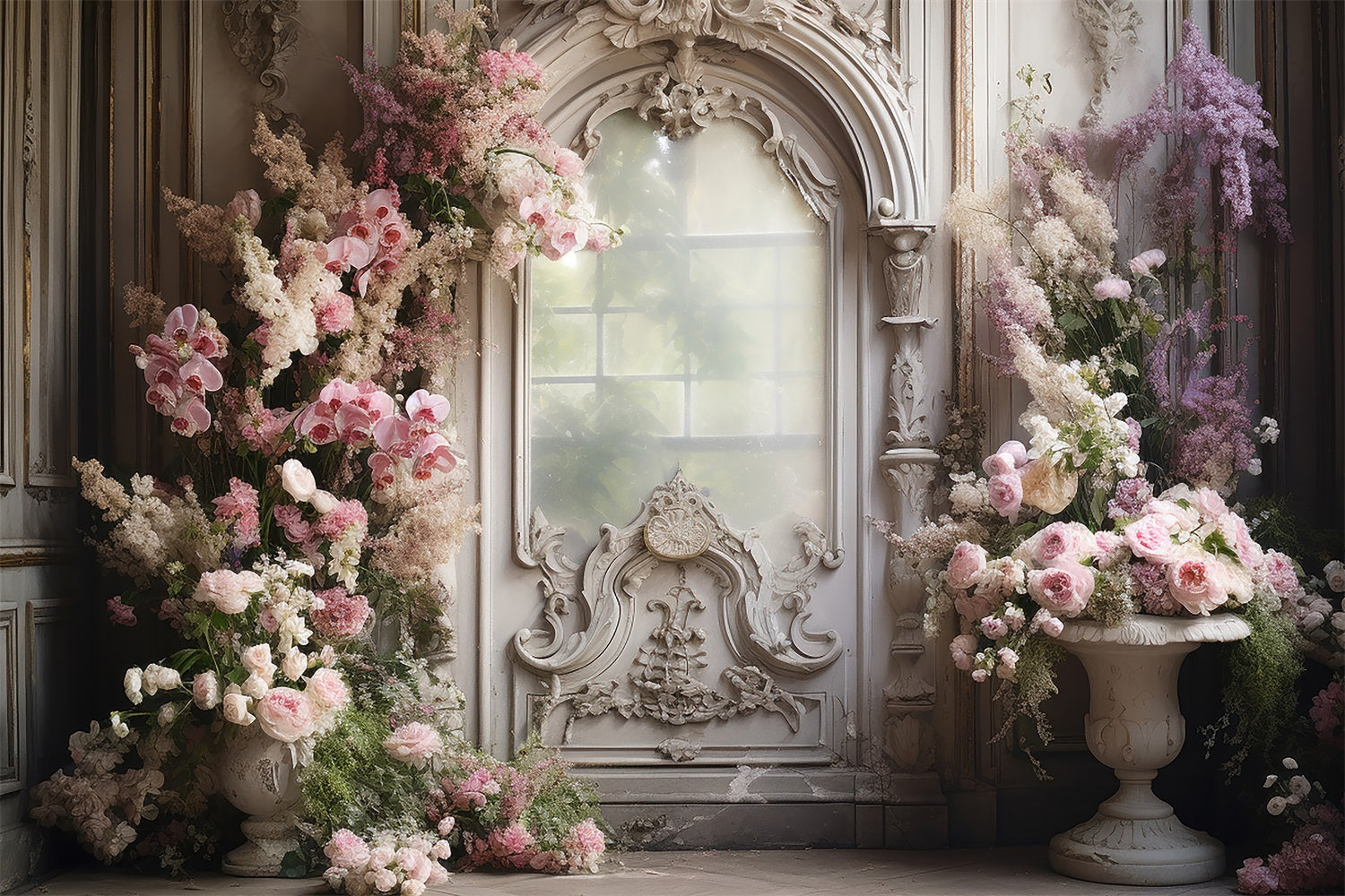 Dbackdrop Pink Butterfly Orchid Eustoma Sfondo Porta Vintage RR3-34