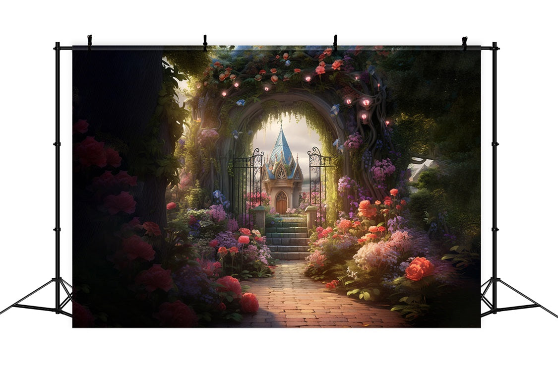 Dbackdrop Misterioso Castello Da Favola Rose Garden Sfondo RR3-38