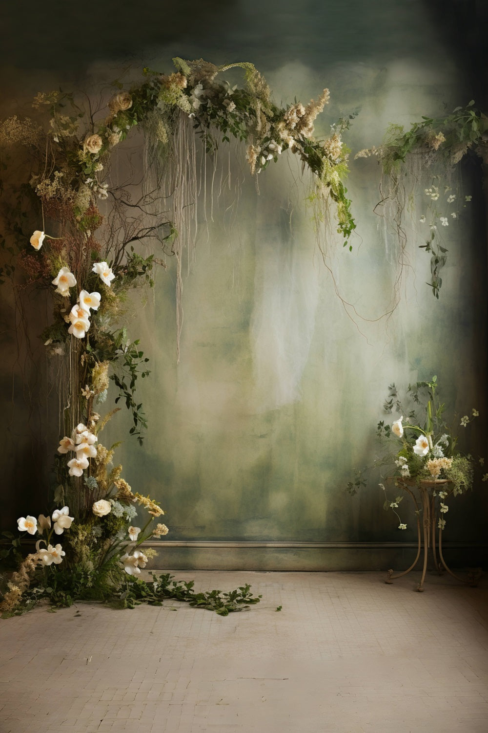 Dbackdrop Sfondo Da Parete Vintage In Stile Nostalgico Rosa Decorativo Tono Verde RR4-03